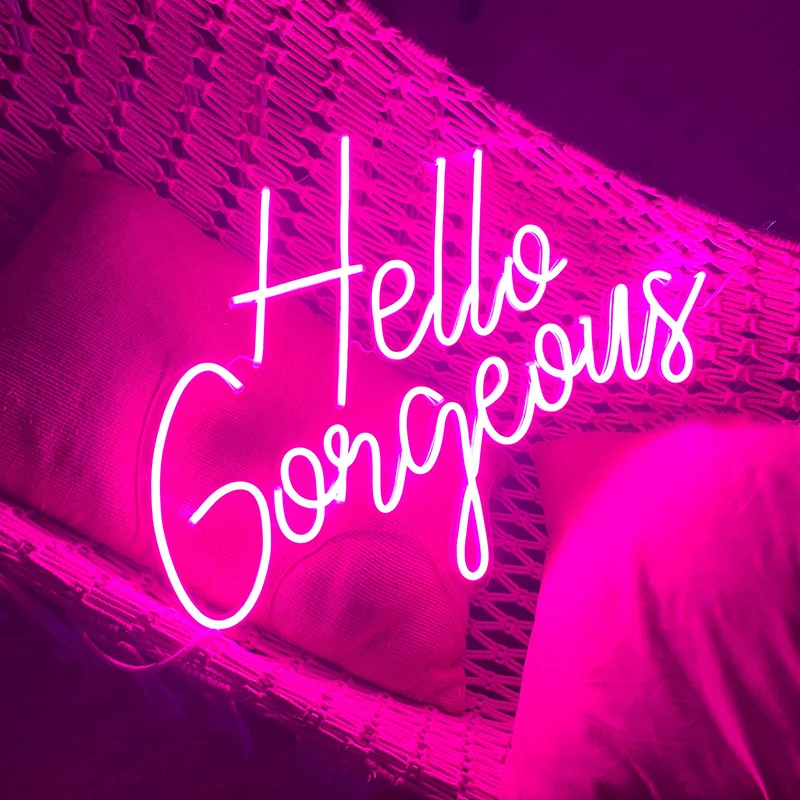 

Hello Gorgeous Neon Sign Custom Bedroom Home Decoration Lights Neon Signs Living Room Wall Art Decor Holiday Led Night Light