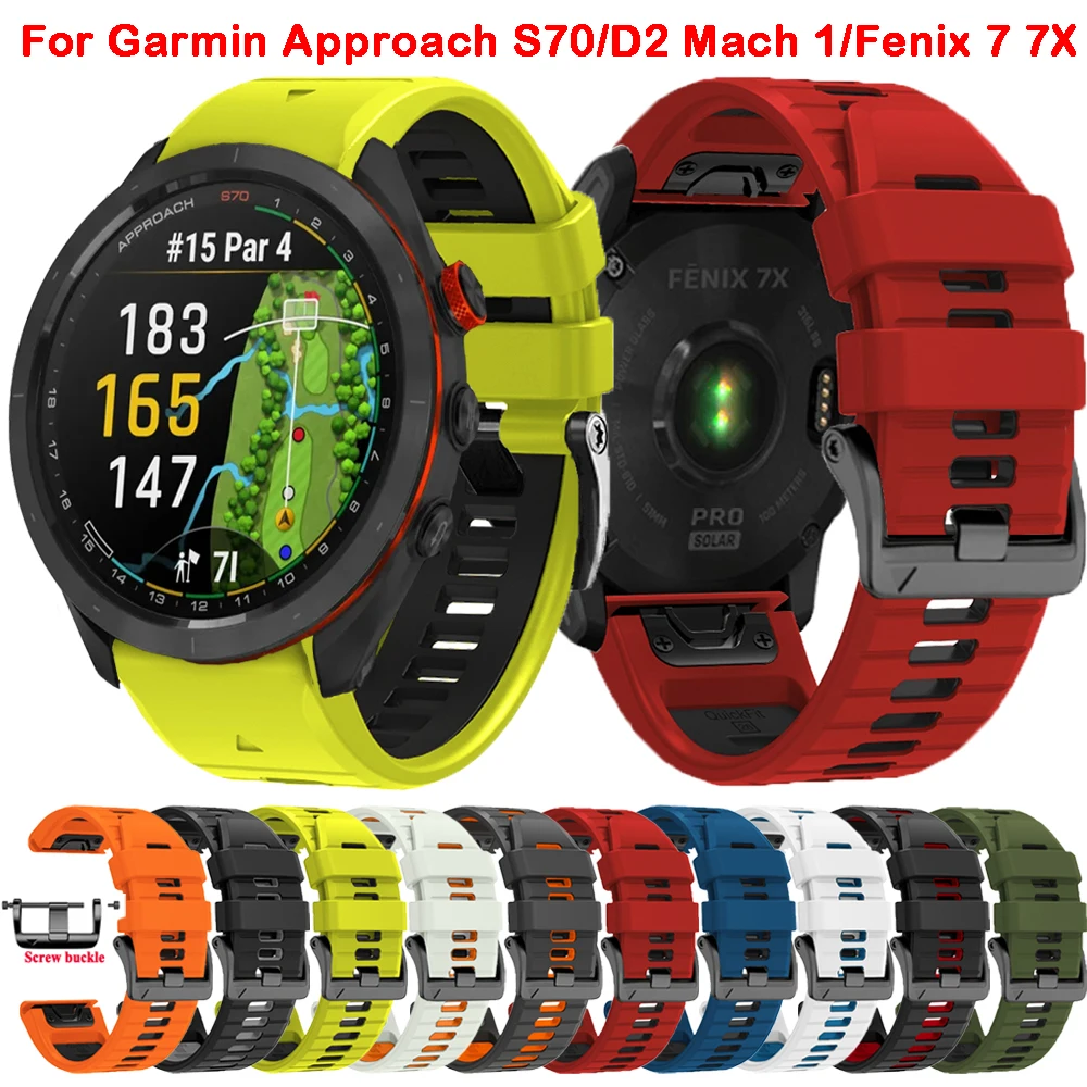 

22 26mm Strap For Garmin Approach S70 47mm/D2 Mach 1/Fenix 6 6X 7 7X Pro 5 5X Plus Silicone Smartwatch Bracelet Band Accessories