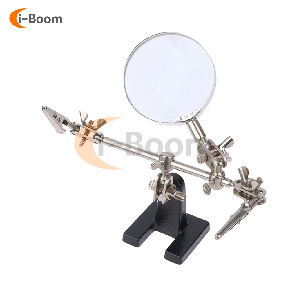 Adjustable Welding Table Alligator Clips with 5X Magnifier, soldering tool