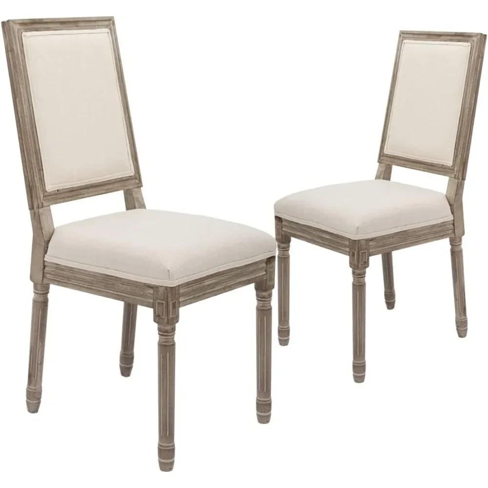 

Dining Room Décor Chairs, Modern Distressed Bedroom Chairs, Elegant Kitchen Chairs, 2-piece Set, Beige Fabric Back