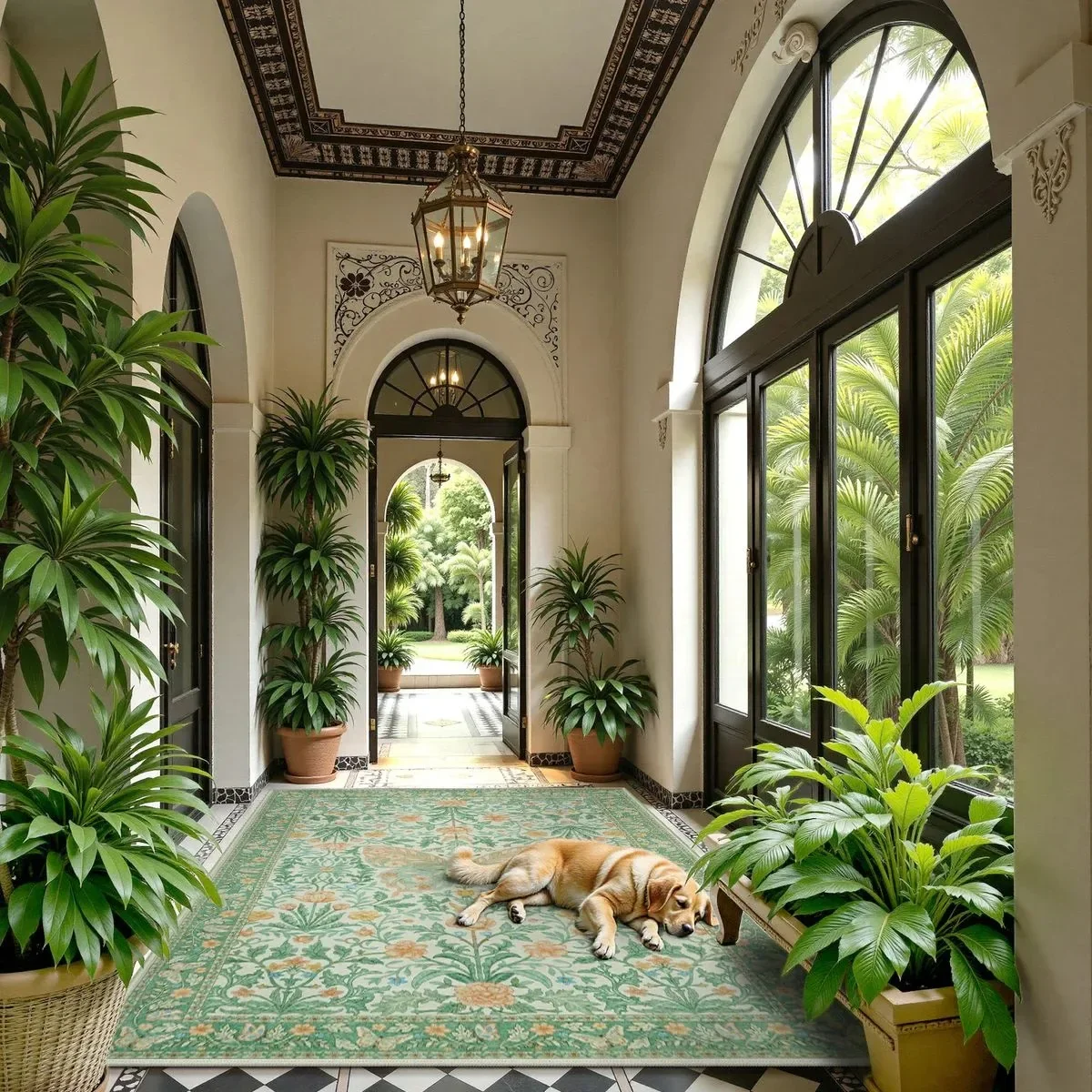 Bohemian Living Room Non-slip Rug Washable Large Area Rug Bedroom Decorative Vintage Floral Butterfly Sage Green Area