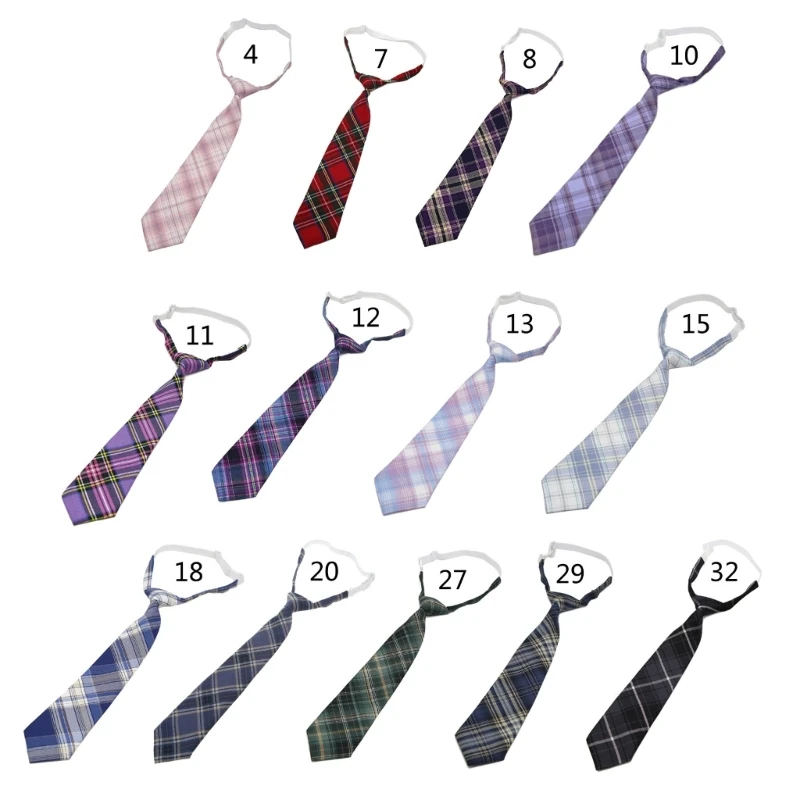 

Casual Plaid Necktie for Boy Girl Cute Slim Lazy JK Ties Uniform School Student Neckties Japanese Style Cosplay Supply Dropship