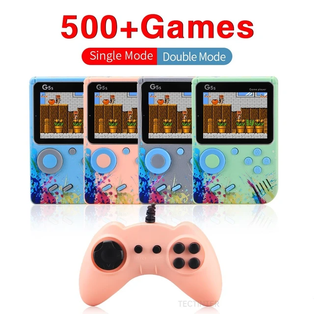 Console de jogos portátil, console de videogame retrô portátil com 500 jogos  FC clássicos, tela colorida de 3,0 polegadas, suporte de bateria  recarregável de 1020mAh para conectar TV e dois jogadores 