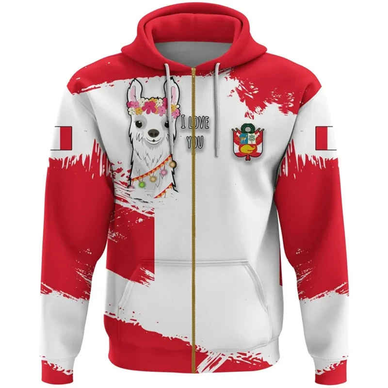 thumbnail image 1 of Sudadera con capucha con estampado 3D del emblema de la bandera de Perú para hombre, ropa de calle de gran tamaño, moda masculina, sudaderas holgadas para niño, 1 of 4