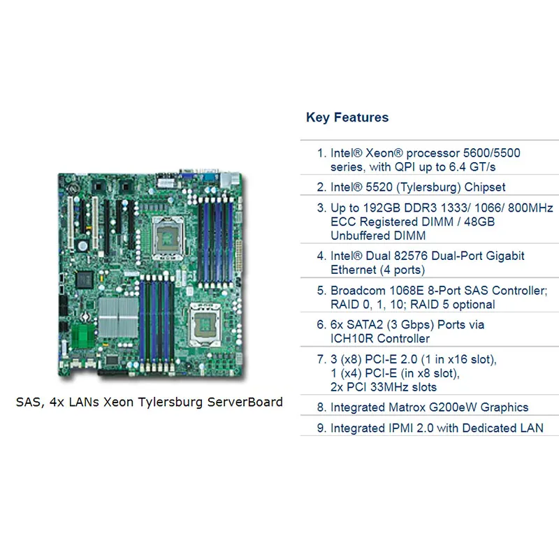 

For Supermicro 1366pin Server Motherboard Device Motherboard 4-port Network Cardb X8DT3-LN4F