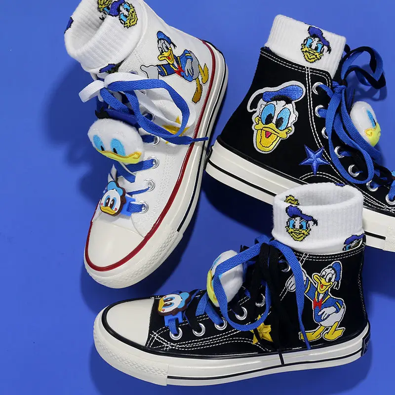 Donald Duck Daisi Canvas Shoes Fashion Cute Cartoon Student Sports Casual High-top Shoes Couple Shoes Mandarin Duck Shoes