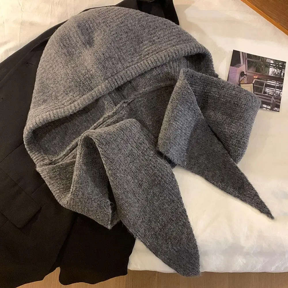 Knitted Beanies Cap For Women Y2K Balaclava Winter Women's One-Piece Thickened Scarf Cap Outer Wear Hat Scarf Winter Accessories