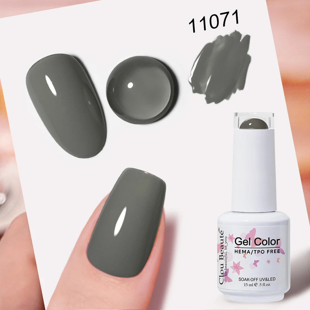 Clou Beaute Full Coverage Dark Red and Grey Gel Nail Polish