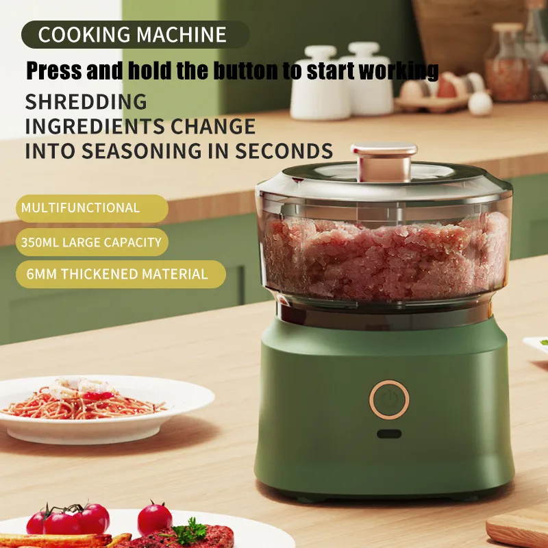 350ml Mini Wireless Electric Garlic Press Dual Purpose Garlic Puree Usb Charging Kitchen Food Shredder Vegetable Meat Grinder 2