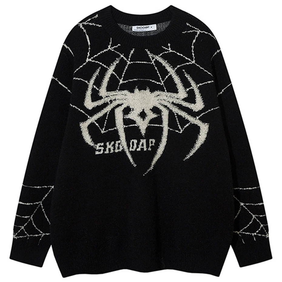 Camisola de malha aranha Y2K masculina, pulôver