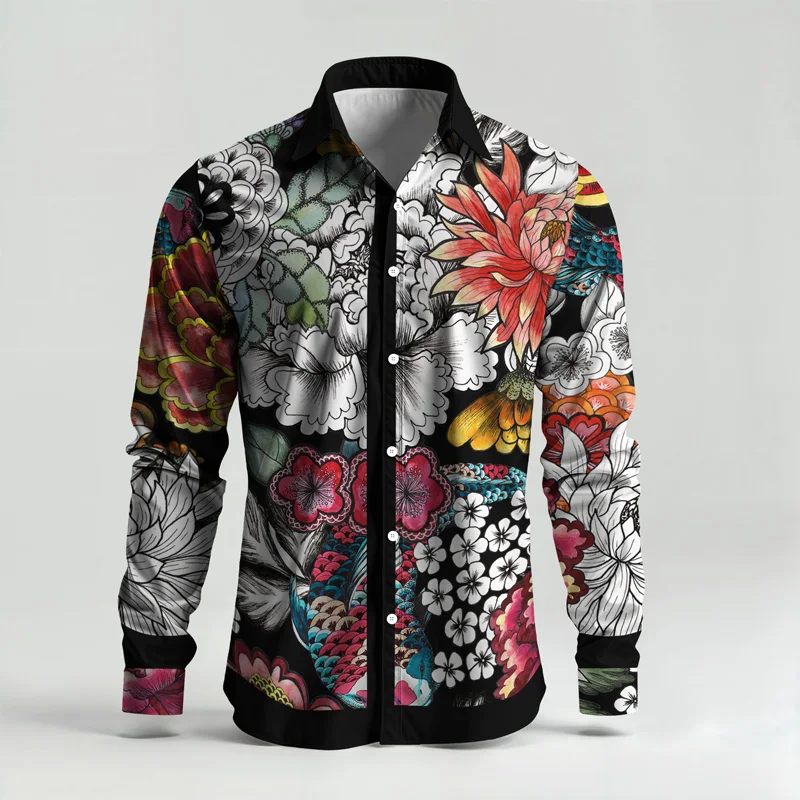 2025 Spring Summer Men Shirt Set Brand Print Fashion Printing Two Piece Set Mens Light Luxury Lightweight Party Long Sleeves_voghion.com