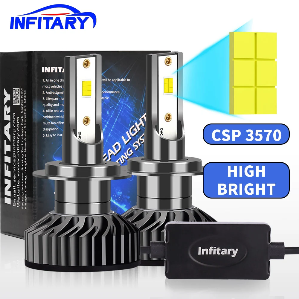 Infitary H4 H7 LED ไฟหน้ารถหลอดไฟ 30000LM CSP3570 H1 H3 H11 H13 H27 880 9005 HB3 9006 HB4 9007 สําหรับรถยนต์ Auto CANBUS 1