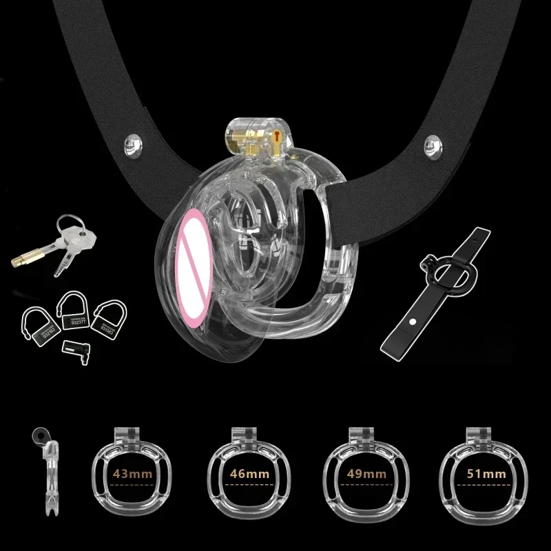 Realistic Pussy Design Chastity Cage Sissy Chastity Device Lightweight 5 Sizes Cock Cage 5 Base Rings Sex Toi for Man