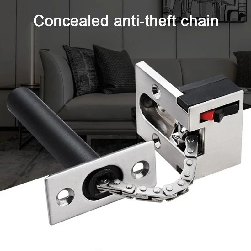 Hidden Safety Door Zinc Alloy Chain Lock Extruded Door Latch Anti-theft Door Lock Home Hotel Security Locks Hardware Accessories