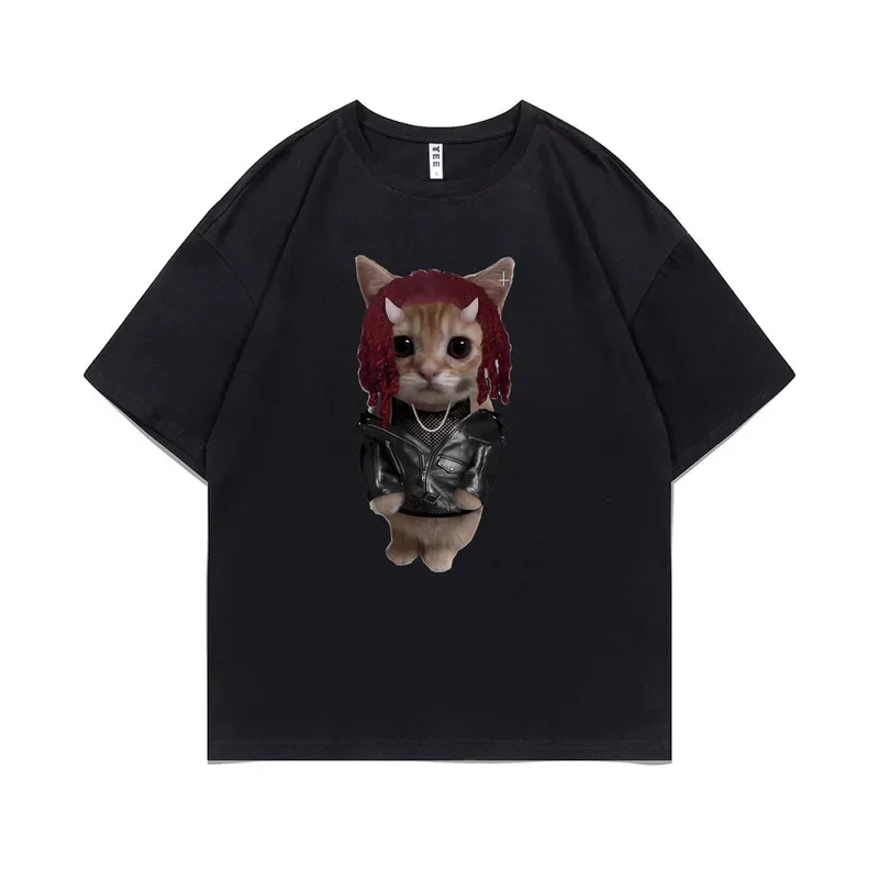 

Футболка мужская в стиле рэпера плейбои карти Китти, винтажная тенниска из чистого хлопка, забавная модная повседневная майка в стиле хип-хоп, 80157