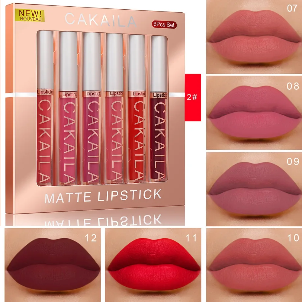 thumbnail image 1 of KACAILA 6/10 Colors Lipstick Set Velvet Matte Liquid Lip Gloss Non Stick Cup Waterproof Long Lasting Female Make Up of Gift Set, 1 of 5