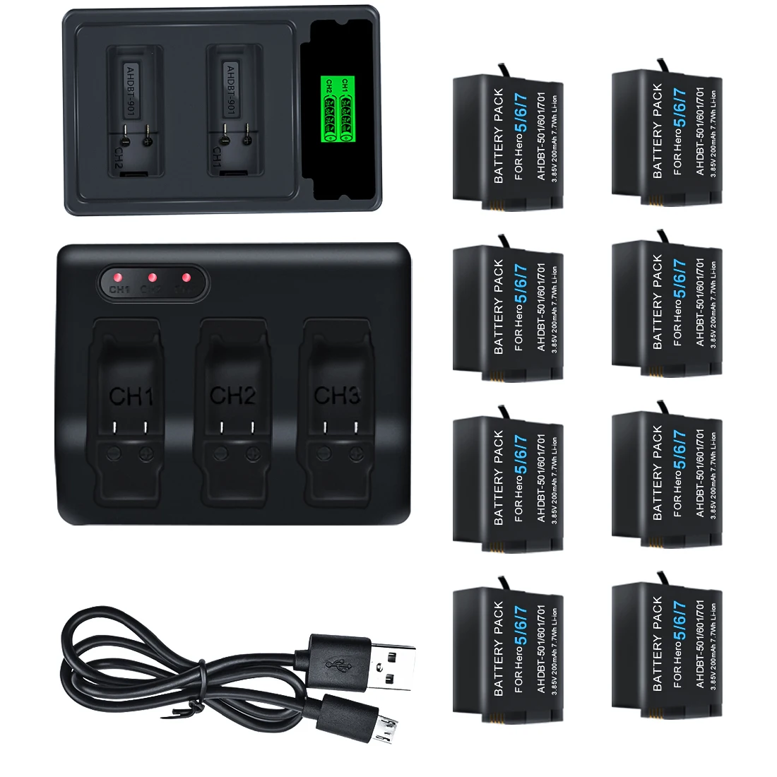 Battery for GoPro Hero 7 hero 6 hero 5 Black Battery or Triple Charger