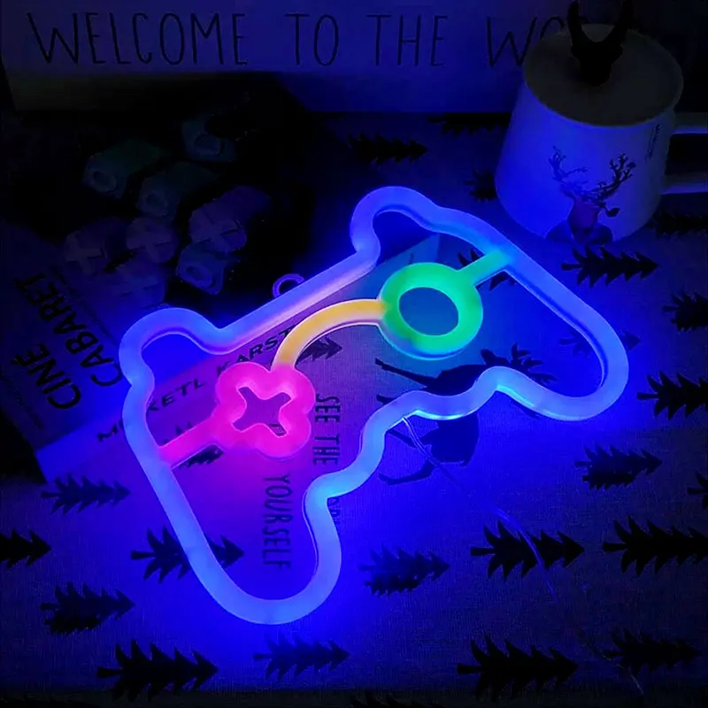 LED Game Neon Sign Gamepad Controller Neon Signs Gaming Wall Lights Decor for Game Room Gift Camping Children Room Party Decor 4