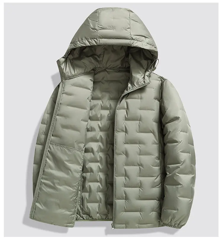 Leichte Entendaunenjacke für Herren, 2025, Herbst und Winter, solide, warm, lässig, Puffermantel, Oberbekleidung, lockere, winddichte, gepolsterte Oberteil-Kleidung – Detail 10