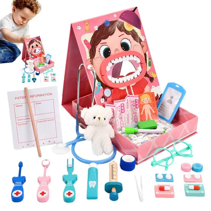 

Детская деревянная игрушка-дантист, Реалистичный дизайн, набор для занятий в помещении, для школы, кемпинга, домашнего автомобиля