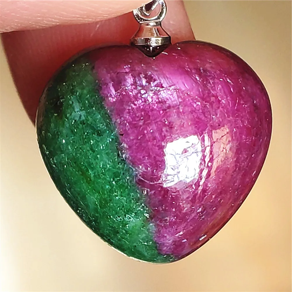 Natural Red Ruby Tumbled Pendant Jewelry Women Men Heart Love Watermelon Ruby Necklace Gemstone 925 Sterling Silver AAAAA