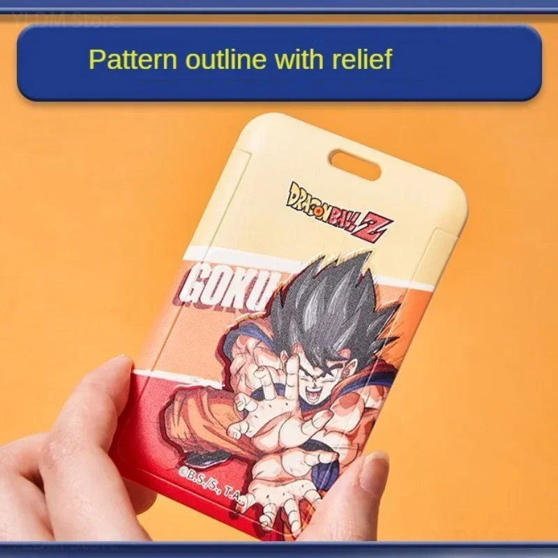 드래곤 볼 Goku 개폐식 ABS 플라스틱 배지 홀더 이름 카드 사무용품 야외 매는 밧줄 카드 홀더 장난감 생일 선물