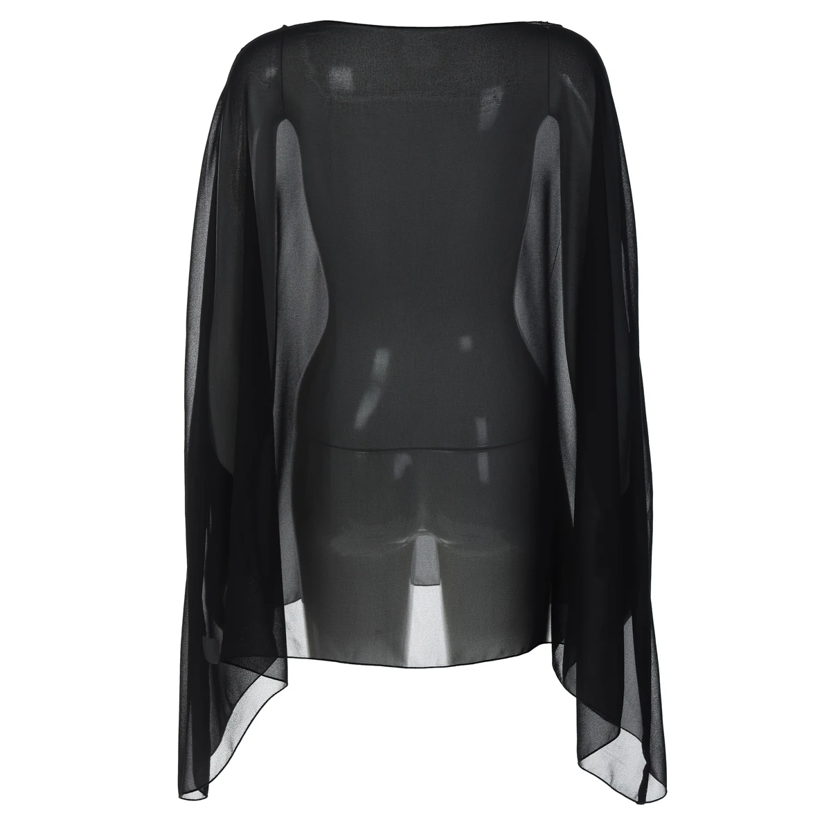 Hugcitar Chiffon Langarm-Oberteil mit Schlitz, Einfarbig, Sexy, Durchsichtig, Übergroßes Langes Smock-Top, Frühjahrsmode 2026, Strand-Outfit für den Urlaub – Detail 5