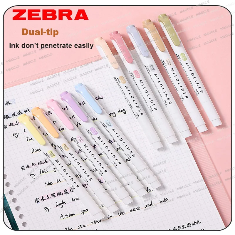 Zebra Mildliner Double-Ended Highlighter Pen - Thick & Fine Tips, Water-Based Pigment