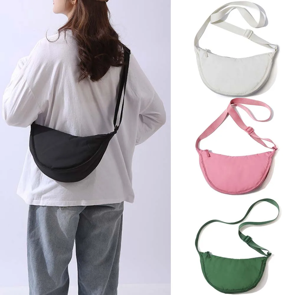 

Vegan Nylon Hobos Crossbody Bag Women Fashion Simple Shoulder Bag Female Casual Portable Padded Fanny Packs Girls Sling Purse