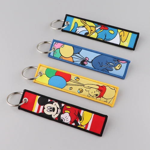 Winnie Bear 미키 귀여운 키체인, 자동차 백팩 키 홀더, 패션 자수 키링, 키 태그, 제트 태그 액세서리 선물, 1 개 2
