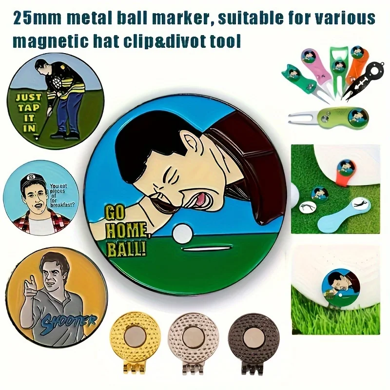 

1 pc 25mm Universal Metal Golf Ball Mark - Magnetic Cap Green Fork - Golf Accessories - Great Gift for Golf Lovers