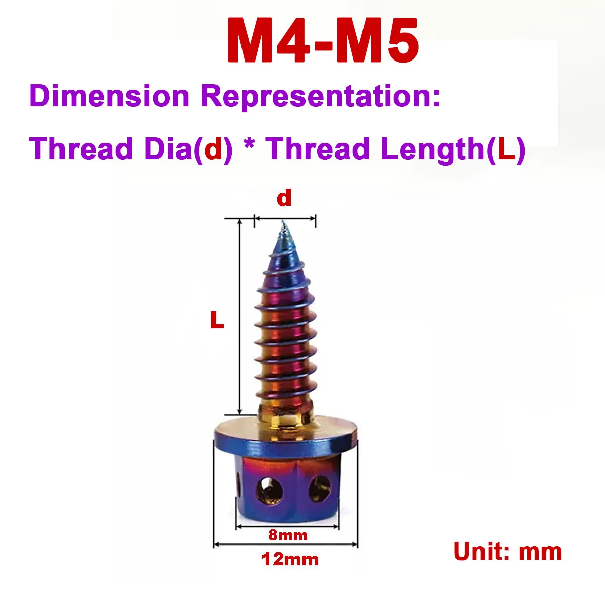 

Titanium Blue And Titanium Gold Hollow Hexagonal Flange Screw Motorcycle Refit / Electric Car Decorative Nail M4M5