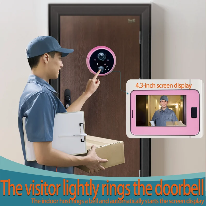 Cat Eye Video Doorbell Monitor Peephole Viewer 4.3inch screen 170&deg; Ultra wide angle lens with night vision HD Pixels camera