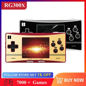 ANBERNIC 휴대용 게임 콘솔 게임 스티커, 레트로, HD IPS 화면, 미니 비디오 게임 플레이어, 5000 개 이상의 게임, 어린이 선물, RG300X