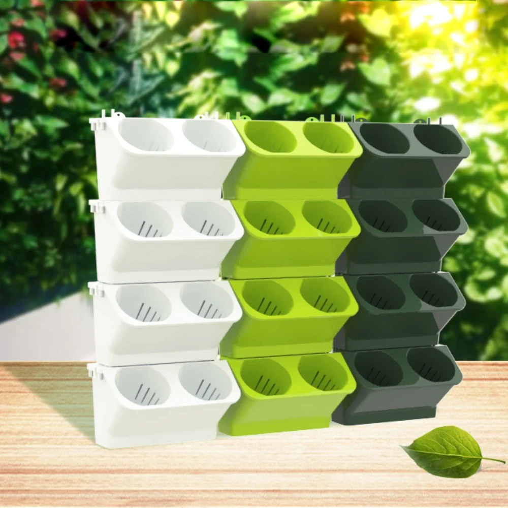 

1Pc Stackable Wall Planter Garden Plastic Pots Self Watering Flower Pot Wall Hanging Vertical Succulents Plant Bonsai Pot Home