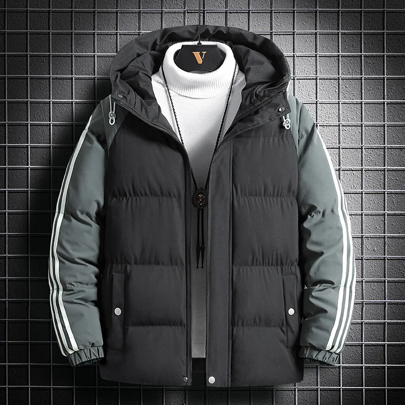 

Men's Autumn Winter Parkas 2022 New Fashion Mens Jacket Hoodie Casual Men Clothing High Quality Male Stripe Coats Plus Size 6XL