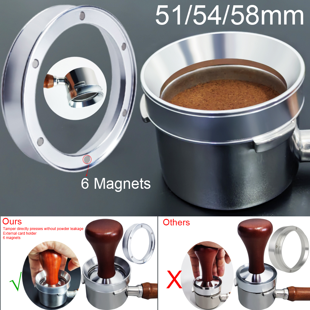 6 Magnetic Espresso Coffee Dosing Ring - Dosing Funnel Aluminum with 6 Magnets Fits 51/54/58/58.5mm Portafilter
