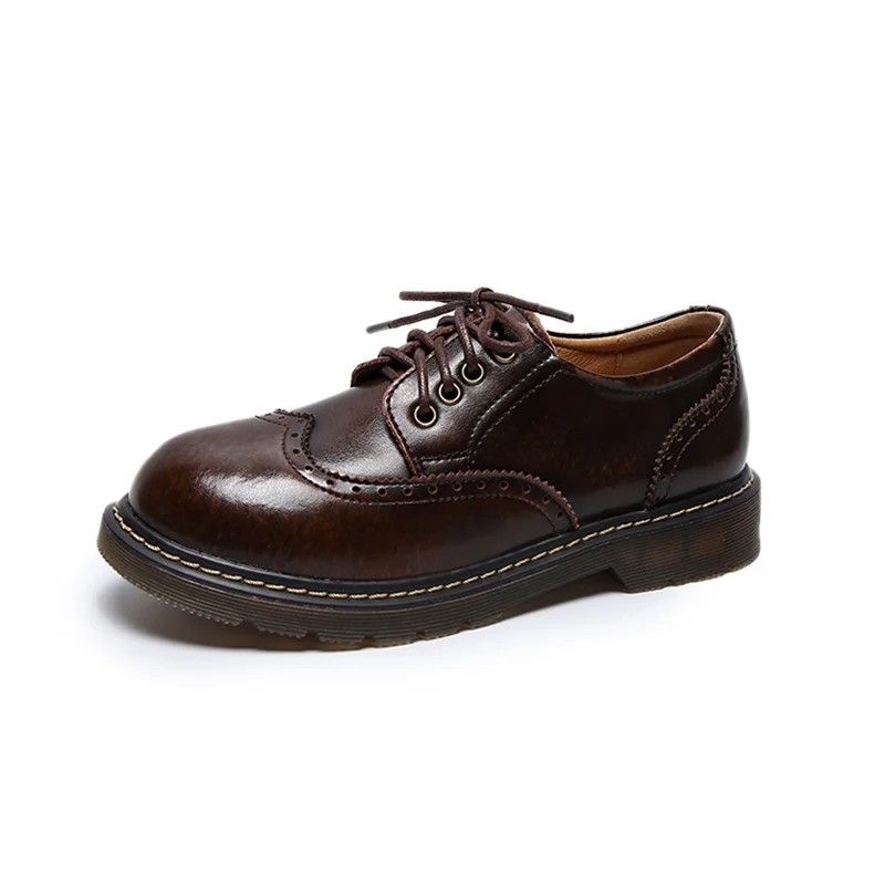 Big Size 34-41 Oxford Shoes For Women Fashion Carved Round Toe Women Flat Shoes Vintage British Style Ladies Casual Flats Oxford