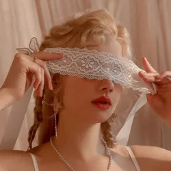 Elegant Lace Eye Mask - See - Through Blindfold for Parties & Masquerade Events (WHITE)