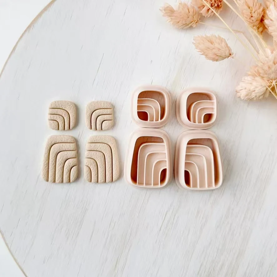 Polymer clay shape cutter mirrored set abstract modern earring moulds 3D printed mould clay jewellery supplies polymer clay cutter