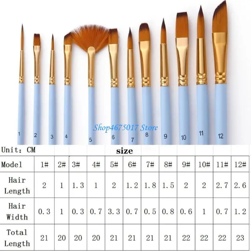 H4GA 12pcs 다기능 아티스트 페인트 브러시 아티스트 페인트 브러시 유화 브러쉬 전문 브러쉬 세트 오일 아크릴