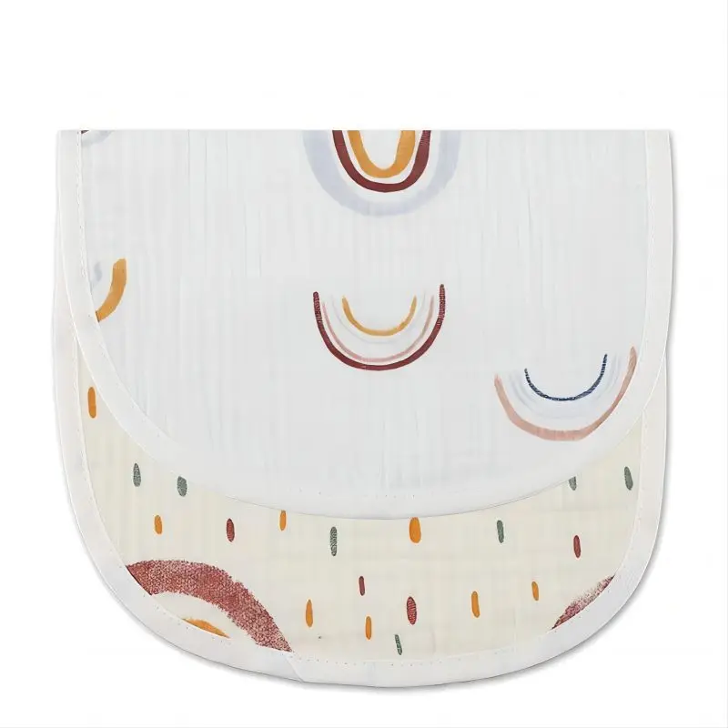 Baby Bib 2pcs Cotton Gauze U Shaped Newborn Infants Waterproof Printing Burp Cloths Saliva Towel for Baby Boys Girls