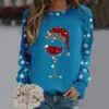 Merry Christmas Glass Snowflake Print Hoodies Round Neck Casual Loose Fit Pullover Tops Women Long Sleeve Autumn Sweatshirt 4