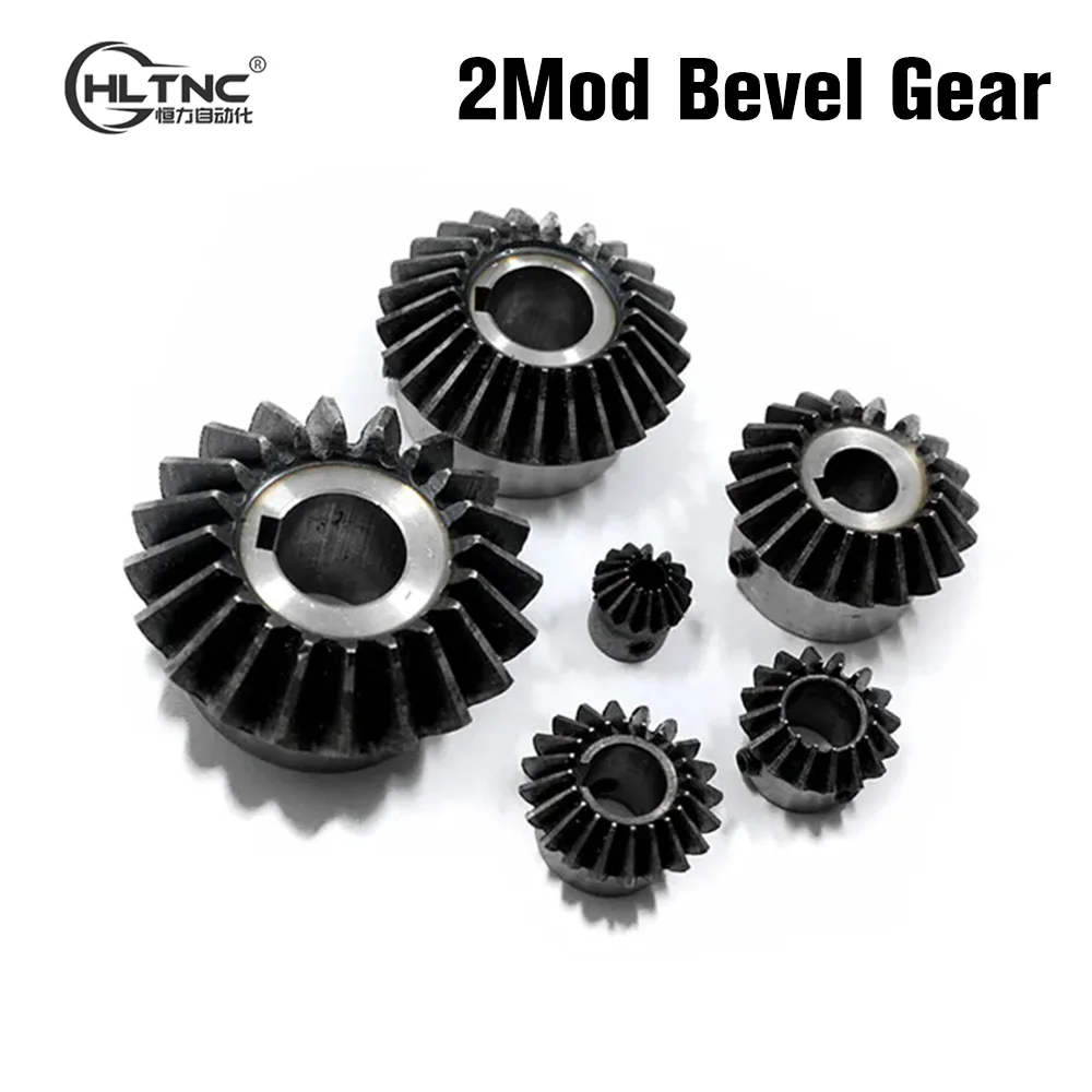 HLTNC 1Pc 2Mod 20/25/30 Teeth 12/14/24mm hole 90 Degree 1:1 Carbon Steel Bevel Gear With Hardened Tooth Surface For CNC Engraver