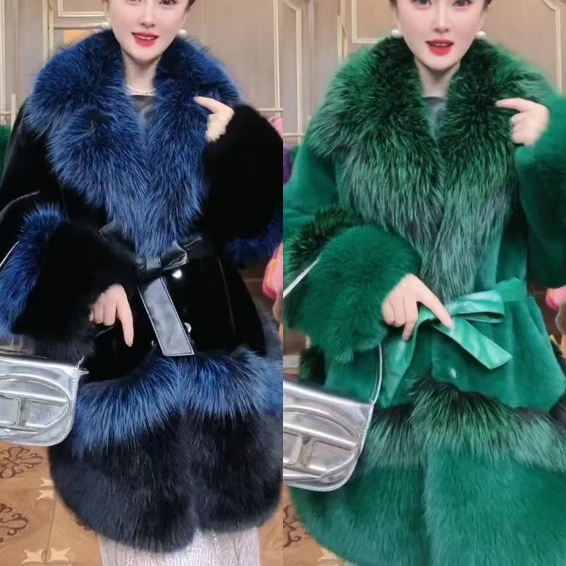2023 Chic Autumn And Winter Goddess Warm Environmental Protection Faux Fur Coat Mink Furry Integrated High-End Jacket Outwear