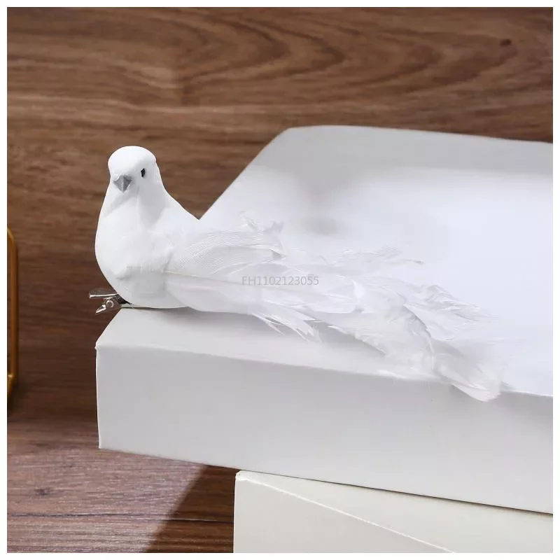 1pc Pigeons Decoration For Wedding Christmas Home Fake Bird White Doves Artificial Foam Feathers Birds With Clip