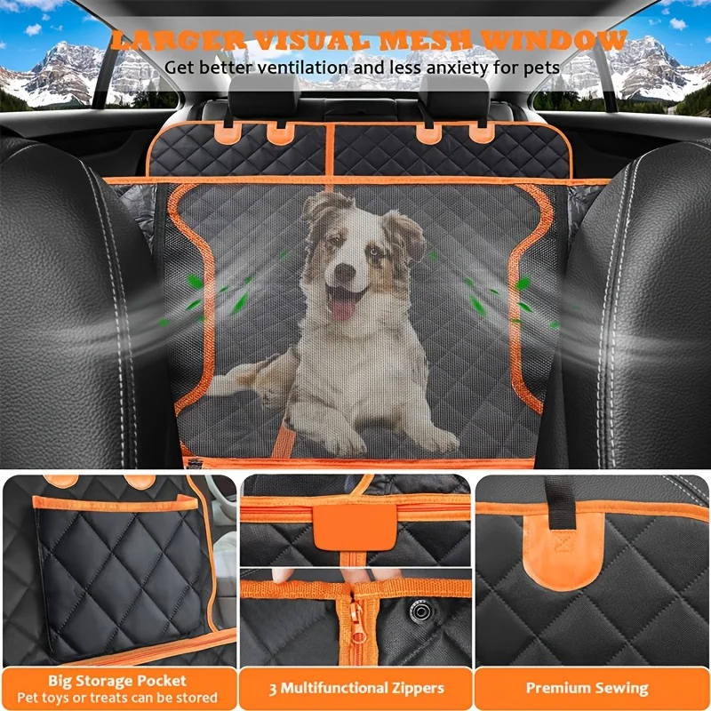 Pet Car Seat Cushion 5-in-1 Convertible Dog Car Seat Cover For Rear 60/40 Split Dog Cover For Anti Slip Hammoc