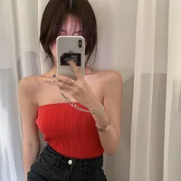 Tube Top For Women Short Sleeveless Vest Summer Solid Color Tops - Image 4