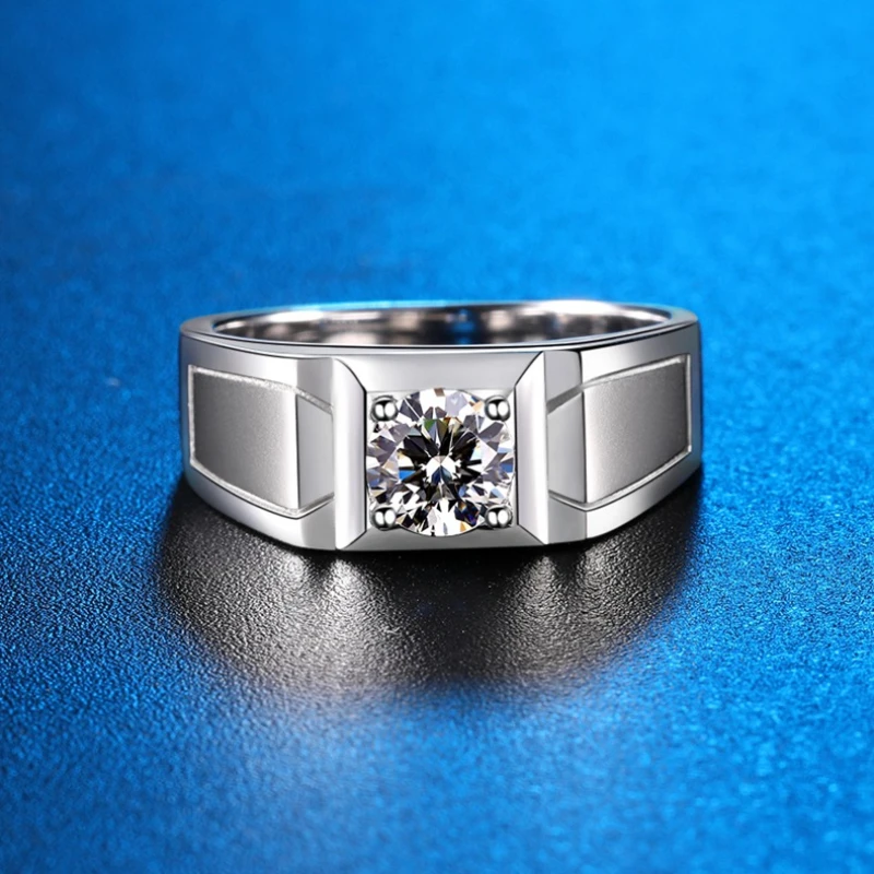 

S925 Sterling Silver Male Wedding Ring 0.5-1ct Moissanite Diamond Matte Men's Fine Jewelry White Gold Certificate Drop Shipping