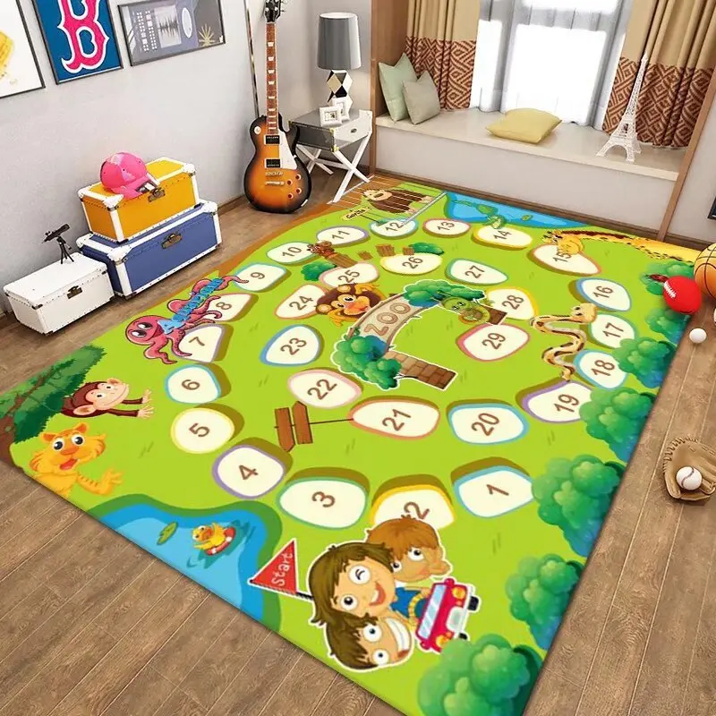 Tapis de jeu de circulation pour enfants, tapis de carte de route, tapis éducatif pour la maison d'âge préscolaire, salle de jeux, décoration de la maison, conception de numéros d'animaux de Zoo